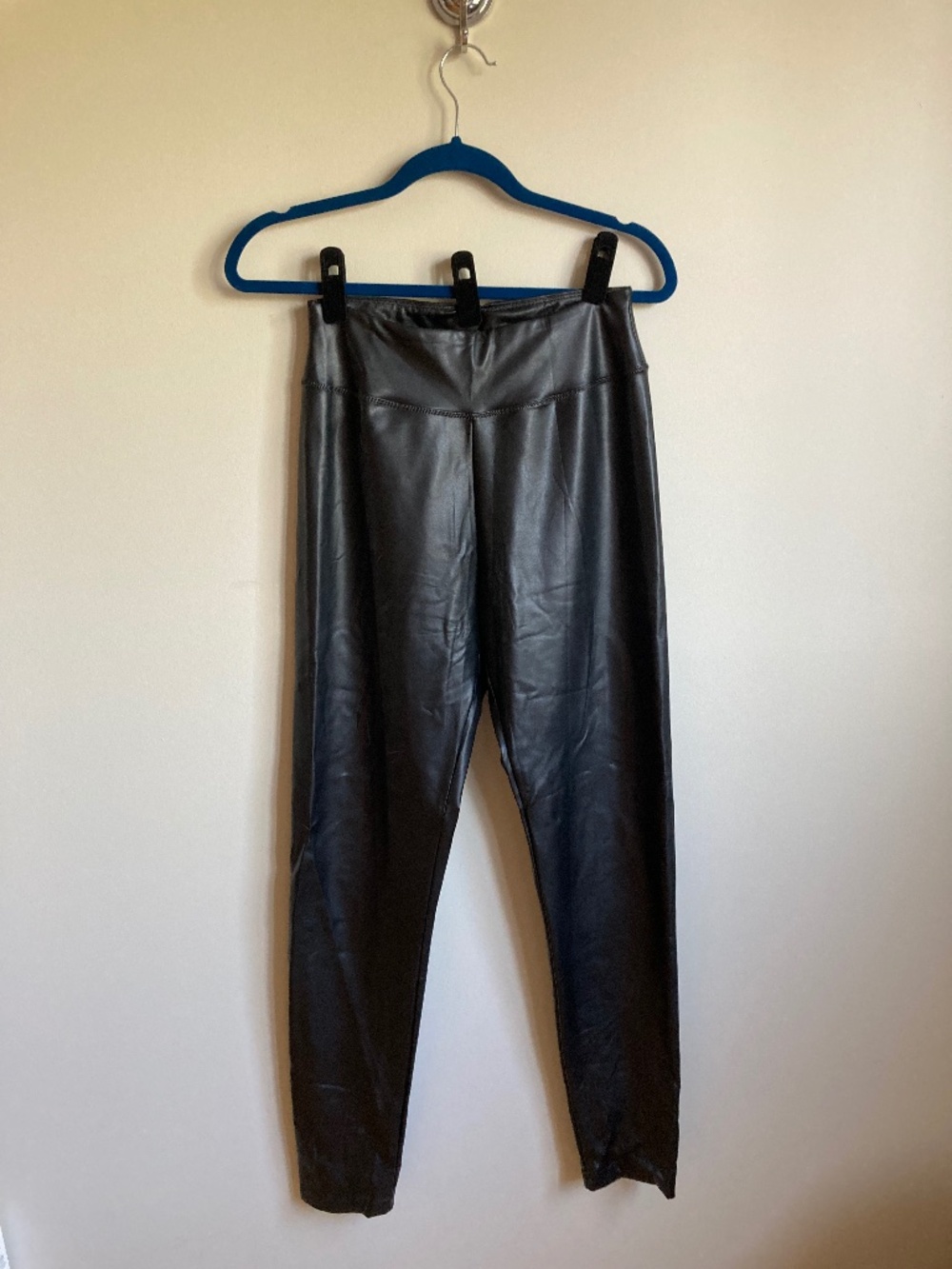 Black Faux Leather Leggings L 28" Inseam